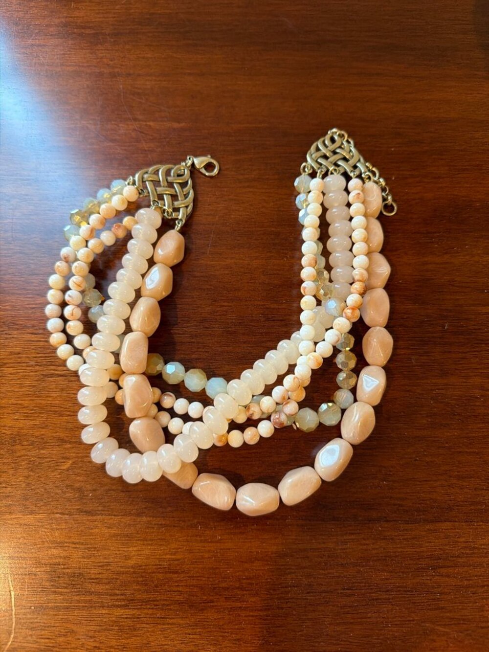 Banana Republic Multi Strand Beaded Necklace Cream Ivory Peach